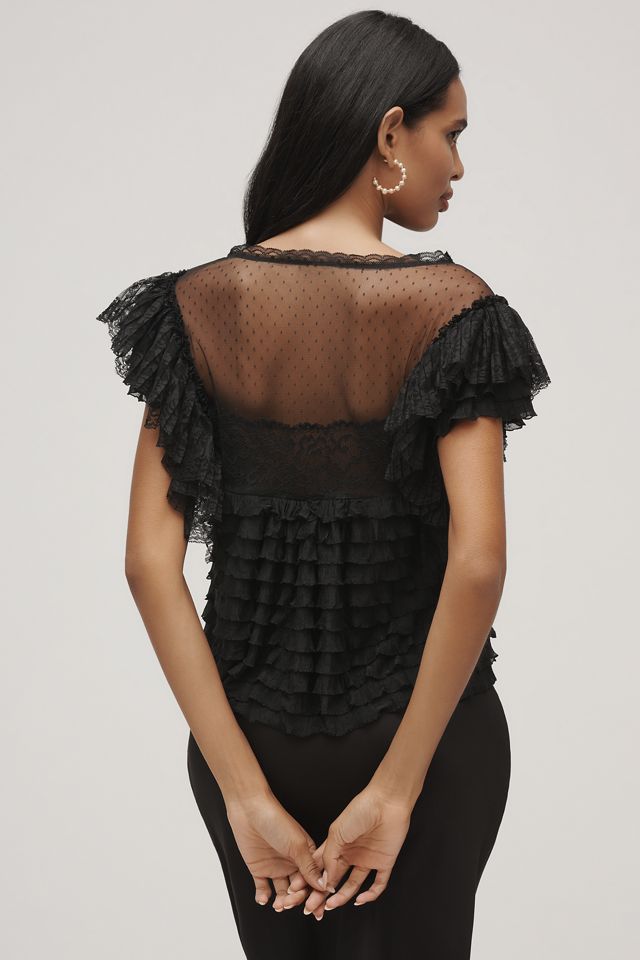 Maeve Sheer Ruffle Lace Blouse #2