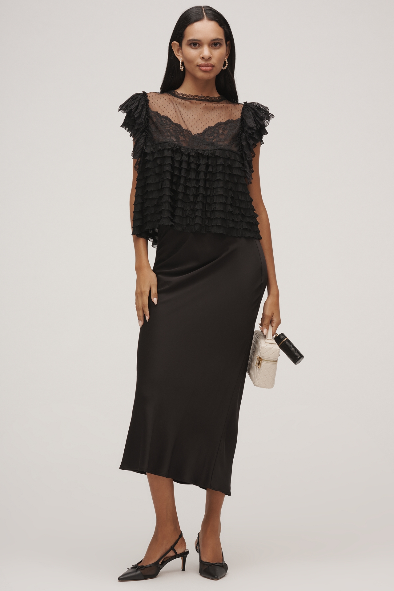Maeve Sheer Ruffle Lace Blouse