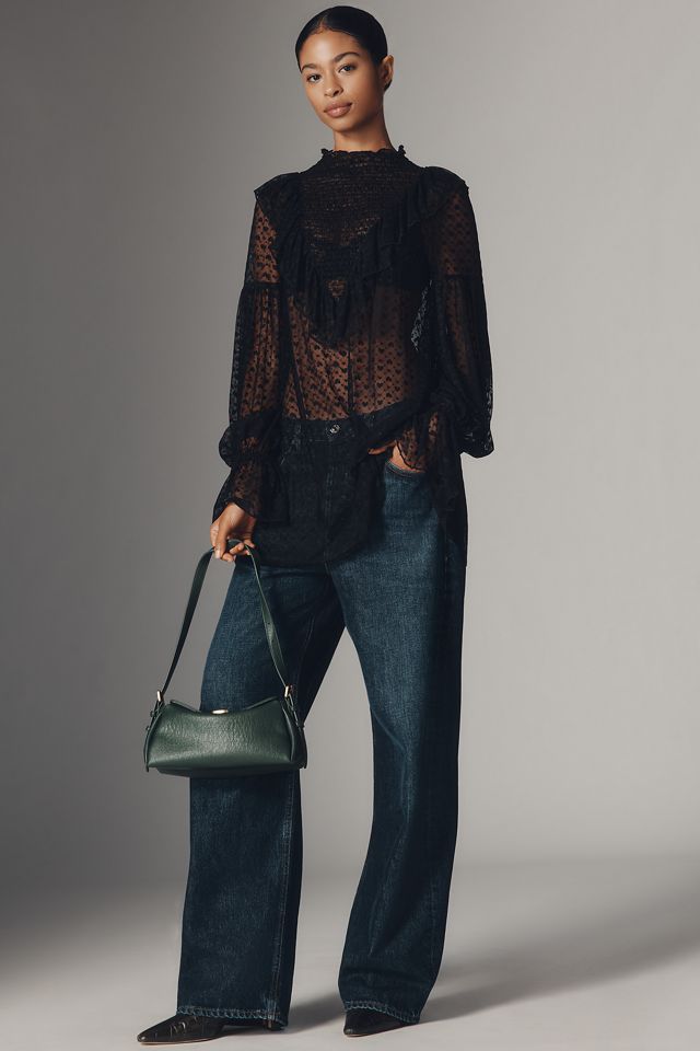 Maeve Long-Sleeve Sheer Mesh Tunic Top #3