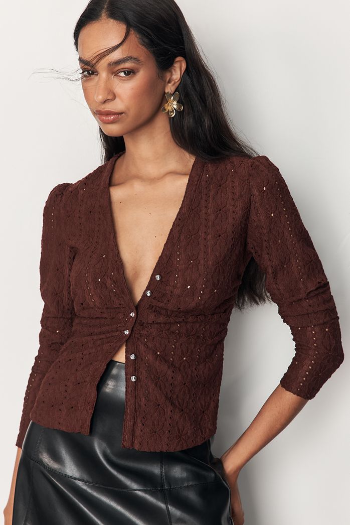 Maeve Textured Eyelet Top