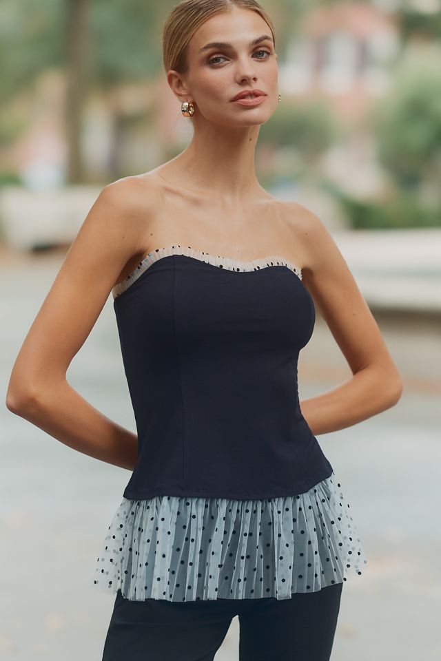 Maeve Strapless Pleated Peplum Top #1