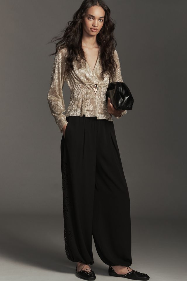 By Anthropologie Metallic Smocked Long-Sleeve Shirt #2