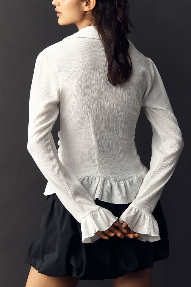 Maeve Smocked V-Neck Ruffle Top #2