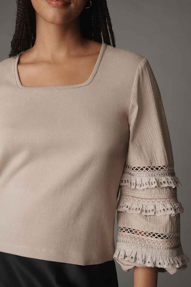 Conditions Apply Long-Sleeve Lace-Trim Top #1
