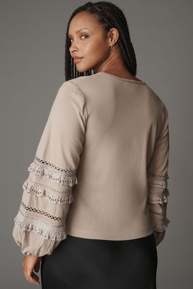 Conditions Apply Long-Sleeve Lace-Trim Top #3