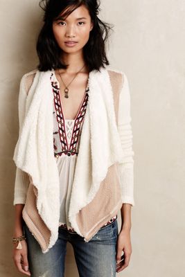 Sherpa-Lined Waterfall Cardigan