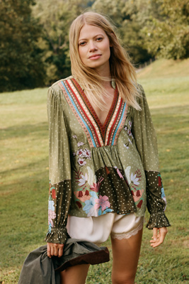 Bl-nk Stephanie Long-sleeve Top In Green