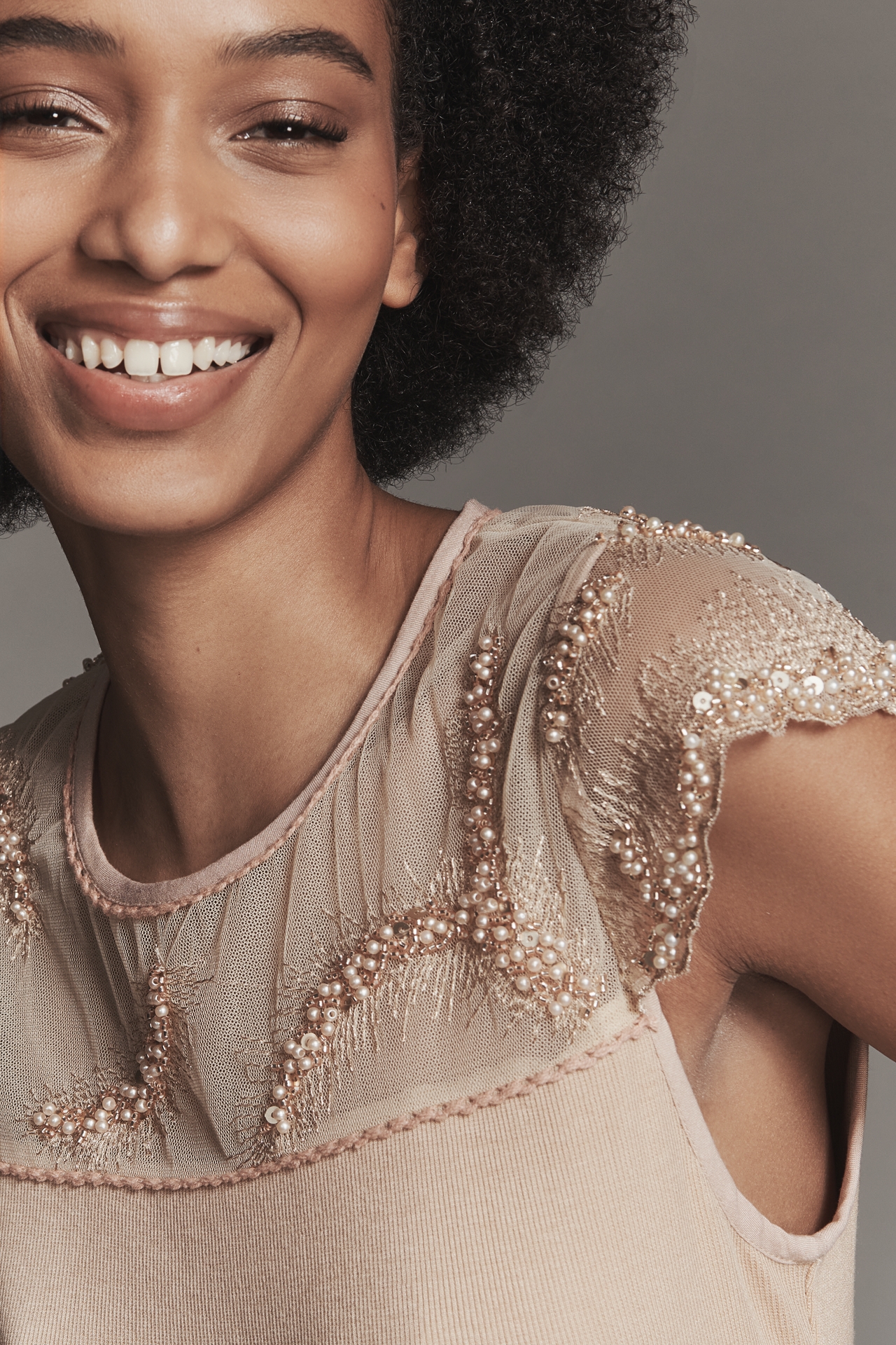 Bl-nk Ribbed Mesh Short-Sleeve Top