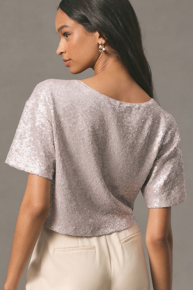 By Anthropologie Sequin Cropped Tee #2