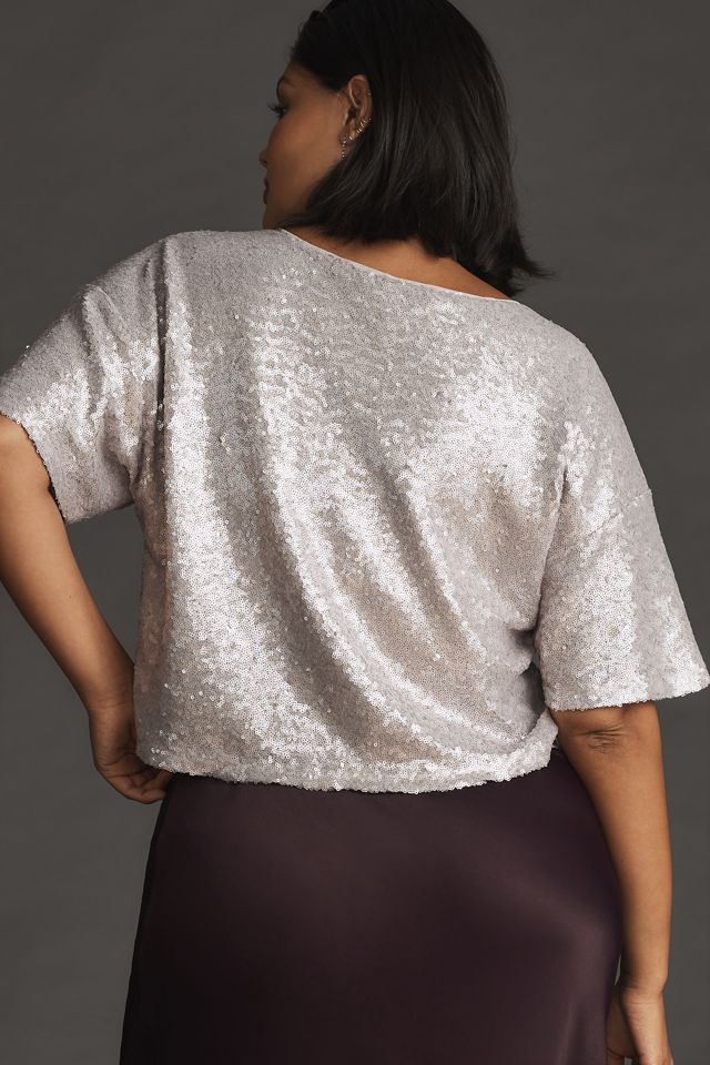 By Anthropologie Sequin Cropped Tee #5