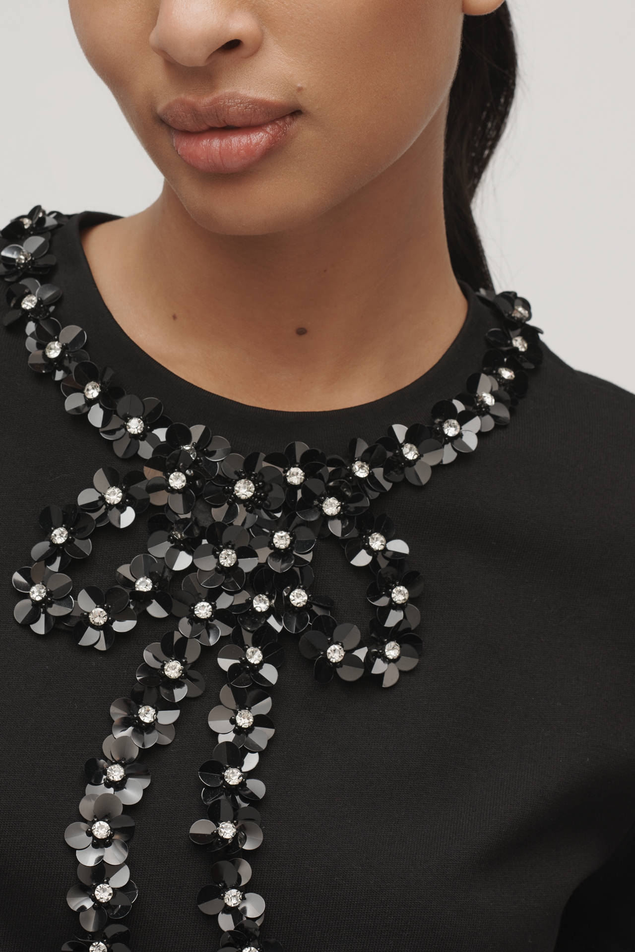 English Factory Petite Rhinestone Bow Short-Sleeve Top