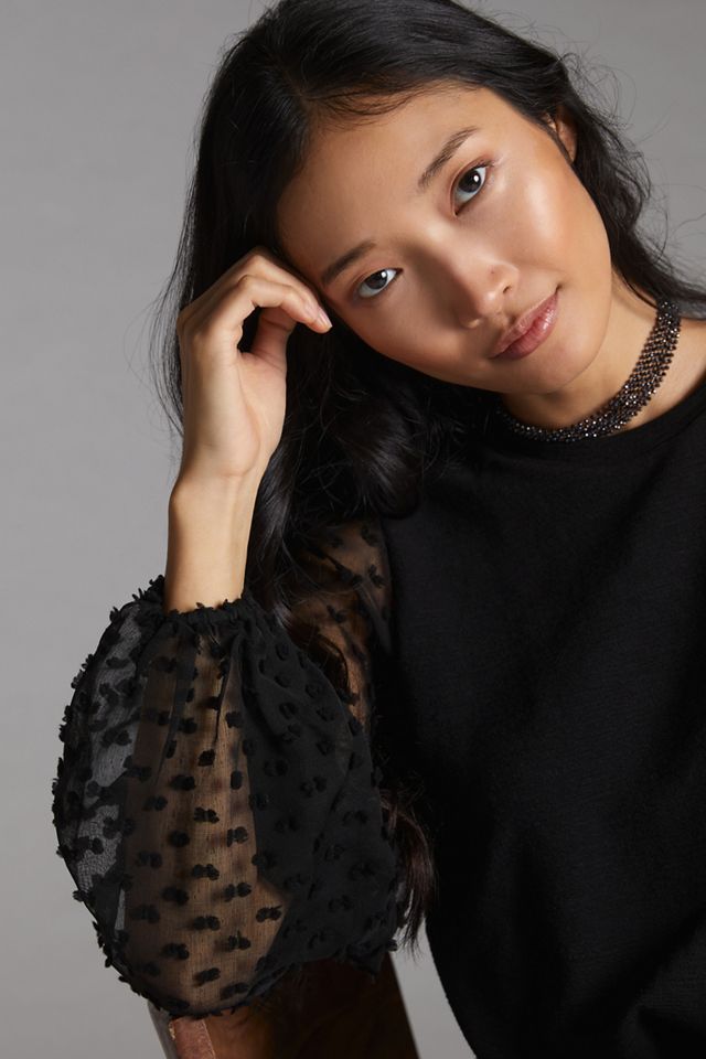 Maeve Textured-Sleeve Top #1