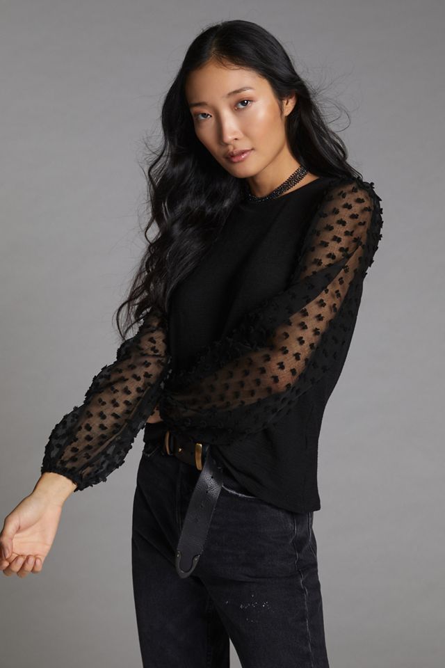 Maeve Textured-Sleeve Top #3