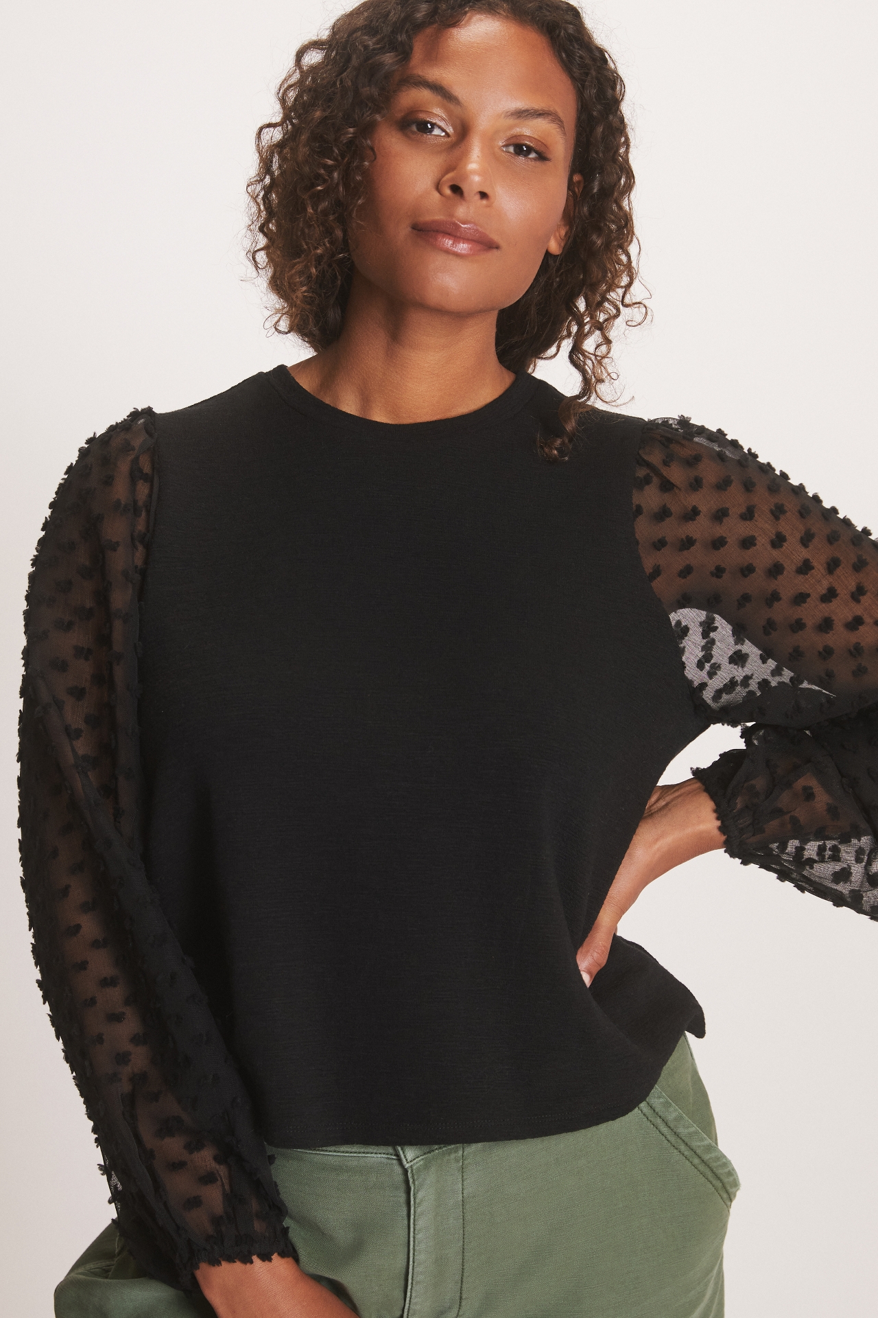 Maeve Textured-Sleeve Top