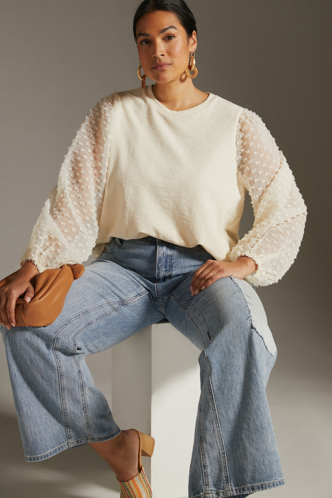 Maeve Textured-Sleeve Top