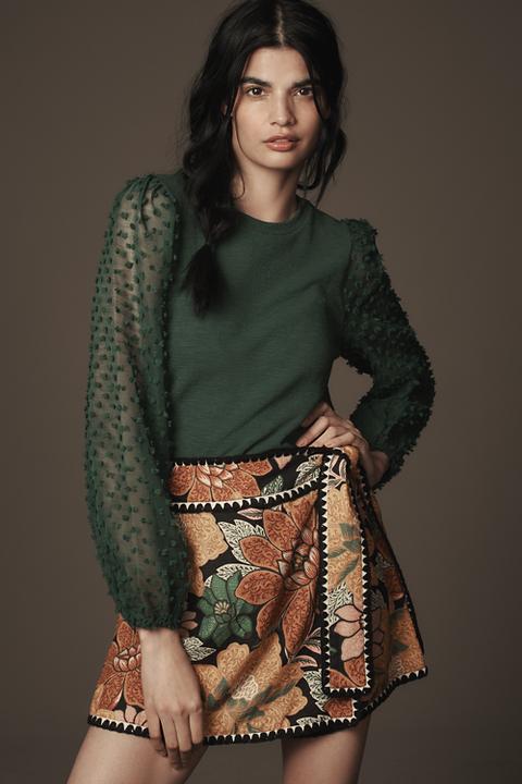 Maeve Textured-Sleeve Top