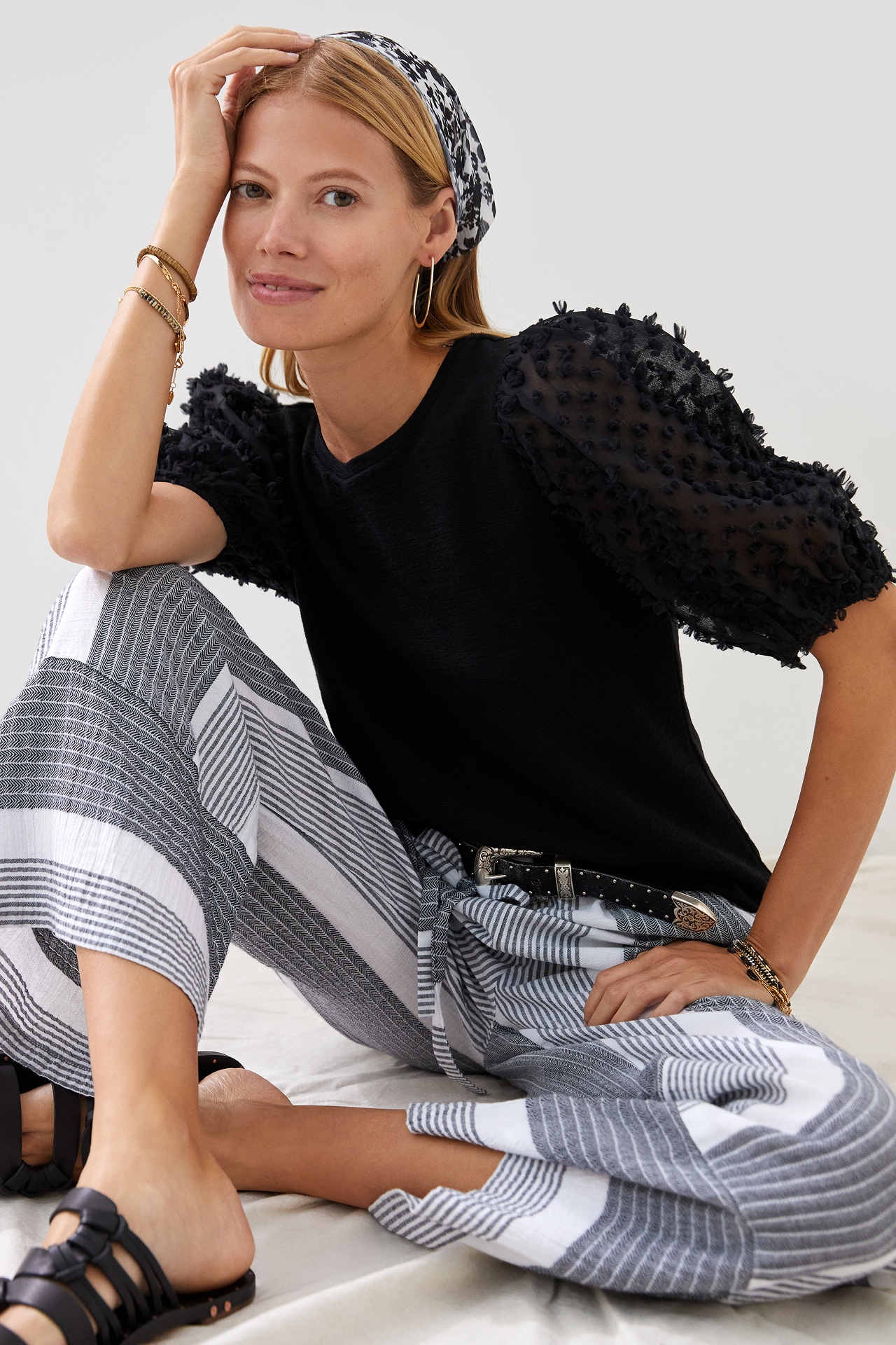 Maeve Woven Puff-Sleeve Top