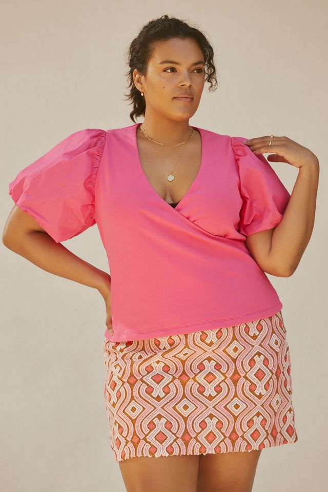 Maeve Puff-Sleeve Wrap Top #4