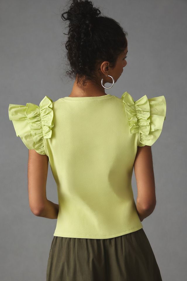 By Anthropologie Woven Ruffle Top #1