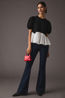 English Factory Mixed Media Top In Black