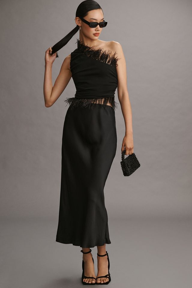By Anthropologie Feathered One-Shoulder Top #3