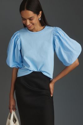 Shop English Factory Puff-sleeve Top In Blue