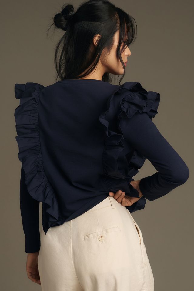 English Factory Long-Sleeve Ruffled Top #1