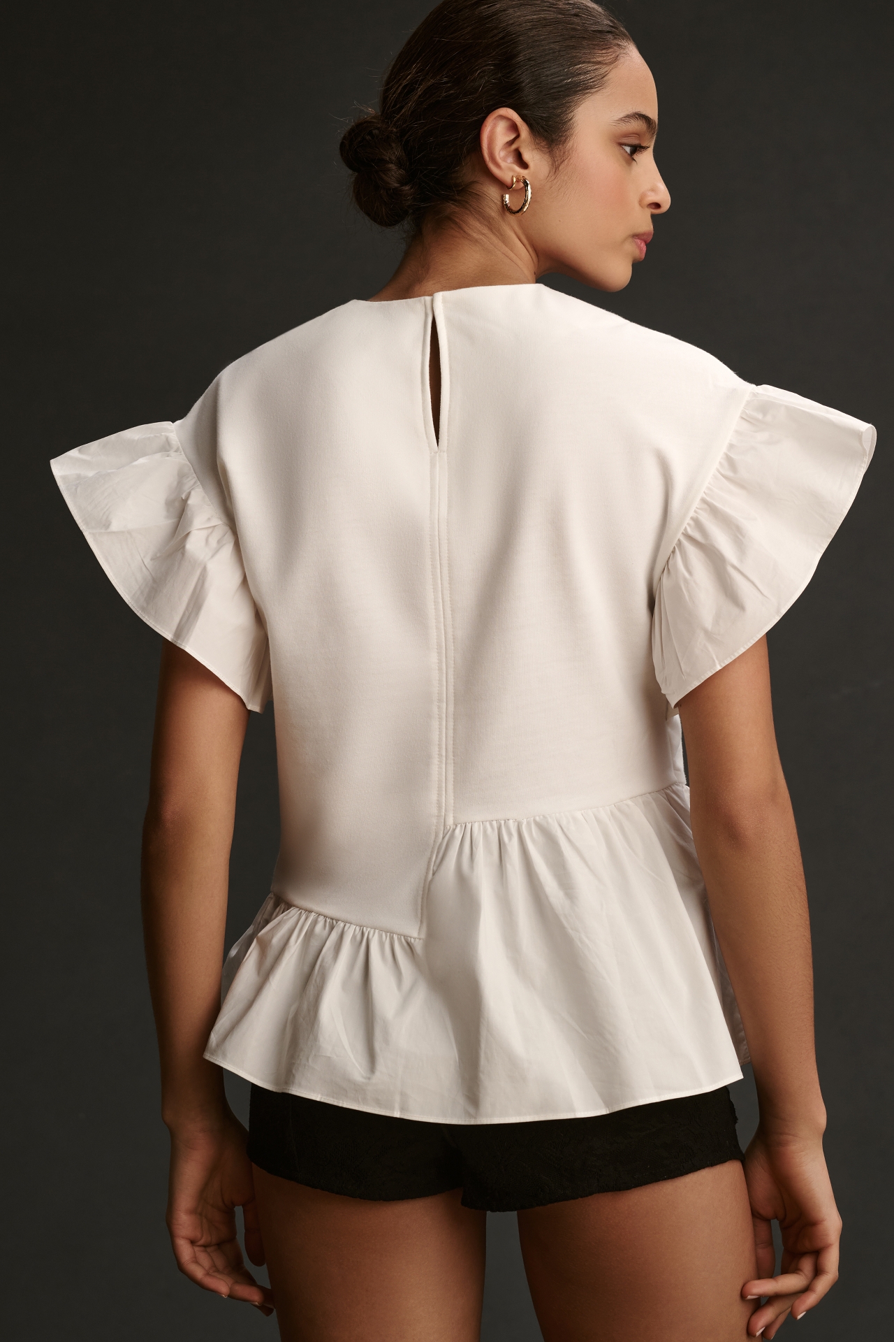 English Factory Asymmetrical Ruffled Top