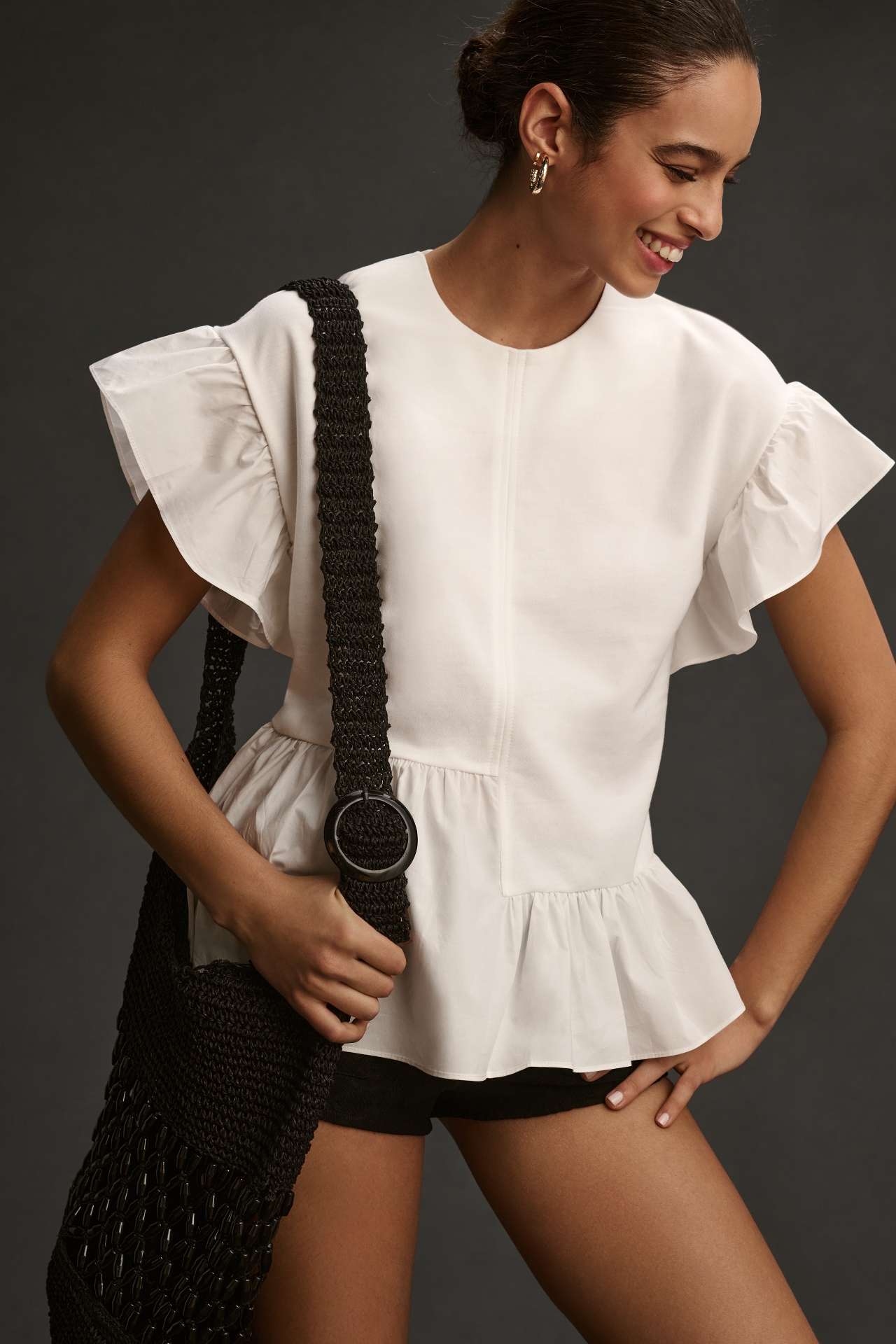 English Factory Asymmetrical Ruffled Top