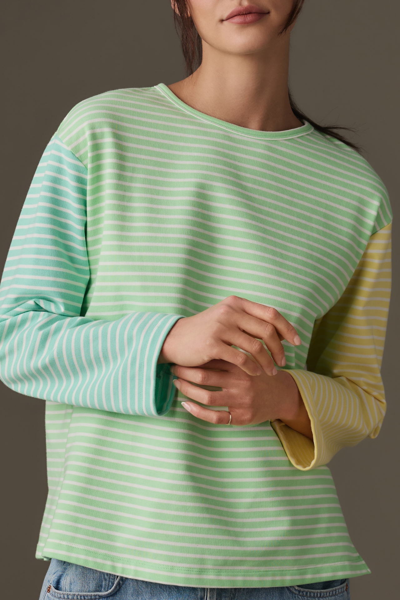 English Factory Long-Sleeve Contrast Striped Top