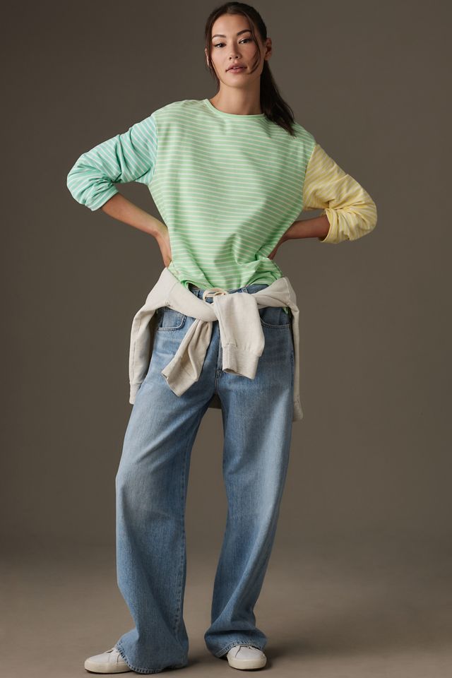 English Factory Long-Sleeve Contrast Striped Top | Anthropologie