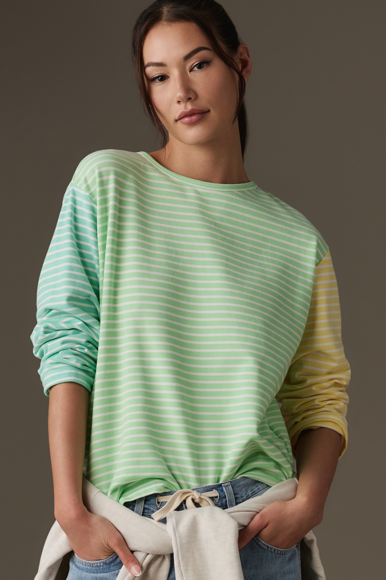 English Factory Long-Sleeve Contrast Striped Top