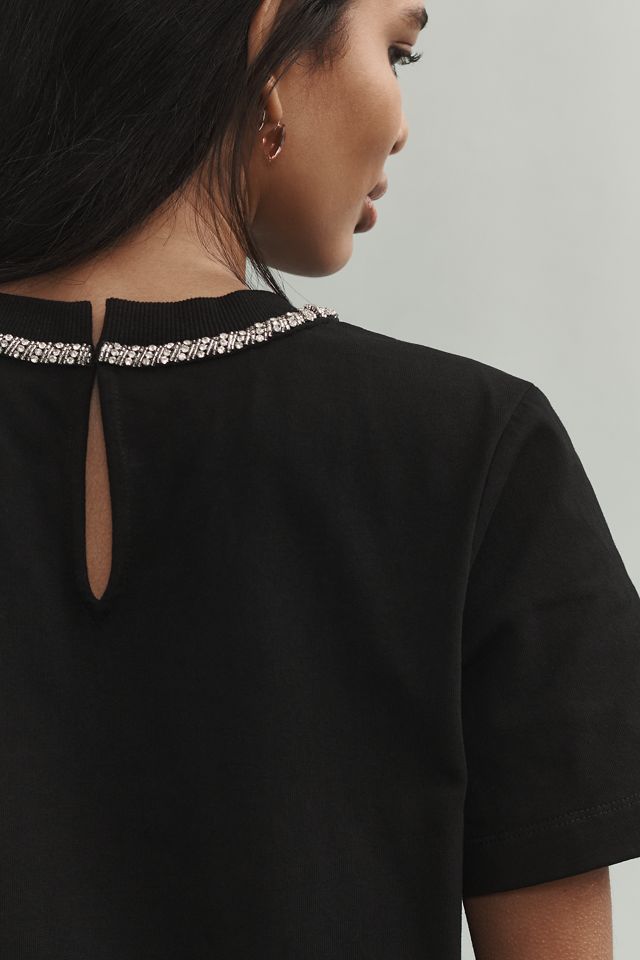 English Factory Rhinestone Bow Tee #1