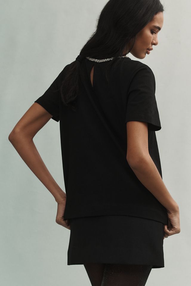 English Factory Rhinestone Bow Tee #3