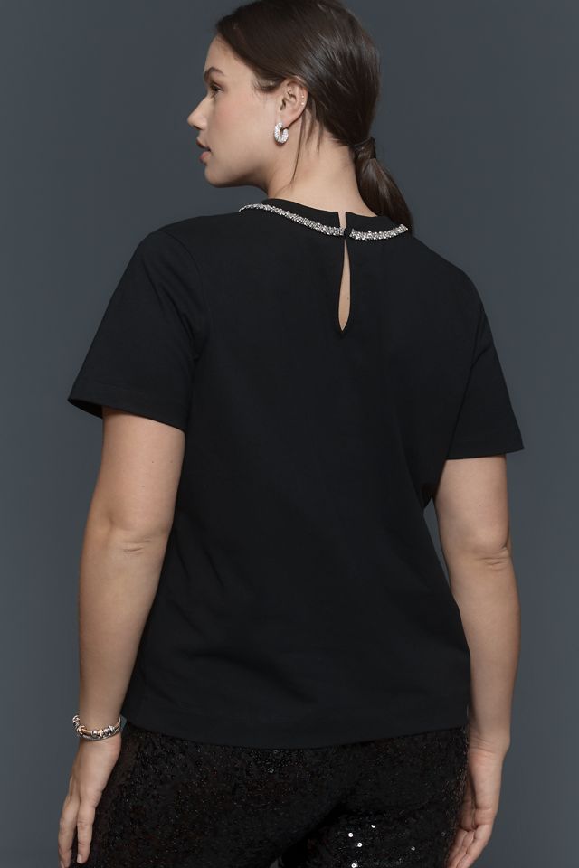 English Factory Rhinestone Bow Tee #6