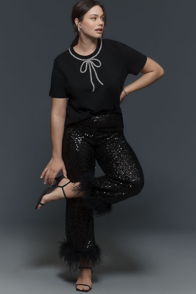 English Factory Rhinestone Bow Tee #7