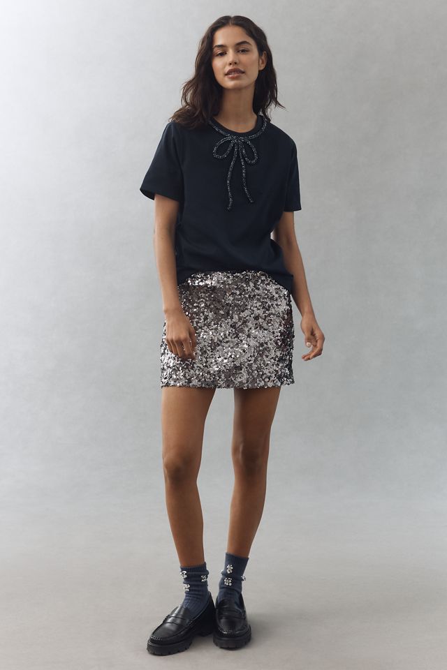 English Factory Rhinestone Bow Tee #2