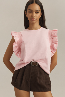 English Factory Ruffle-sleeve Top In Pink