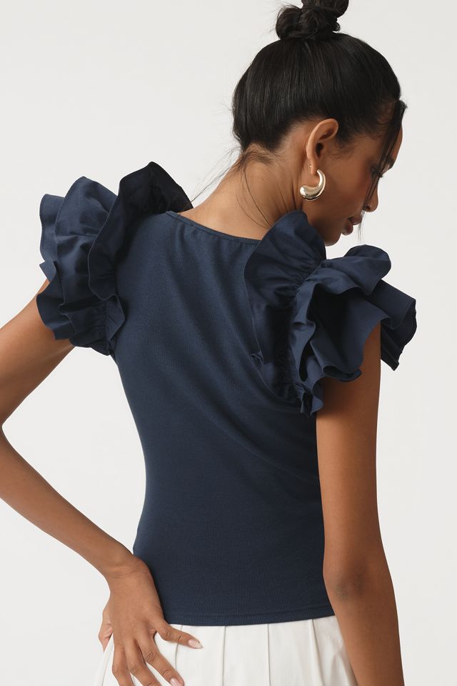 English Factory Ruffle-Sleeve Top | Anthropologie