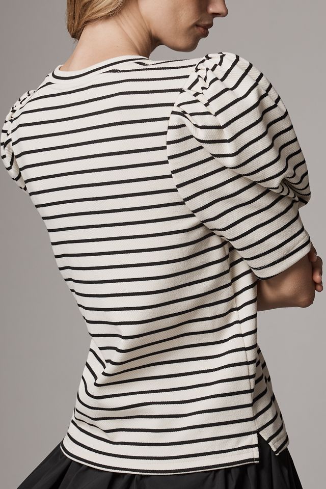 English Factory Puff-Sleeve Striped Top #1
