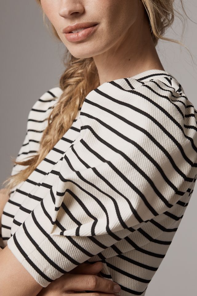 English Factory Puff-Sleeve Striped Top #3