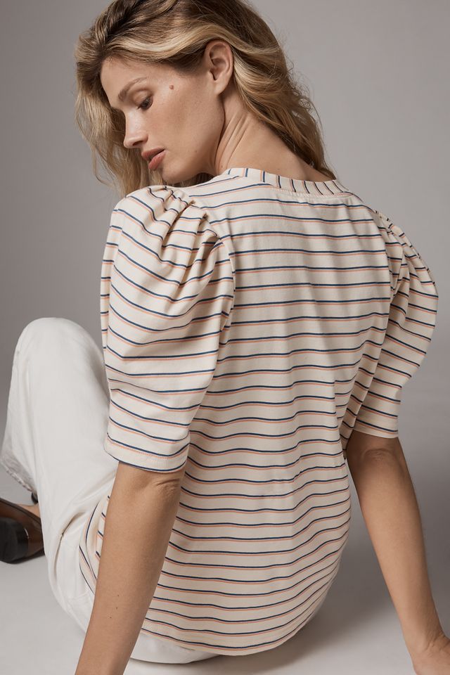 English Factory Puff-Sleeve Striped Top #1
