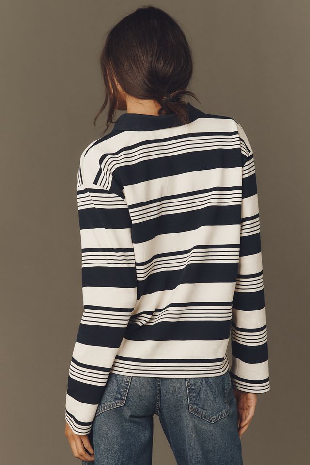 English Factory Long-Sleeve Striped Polo Top #3