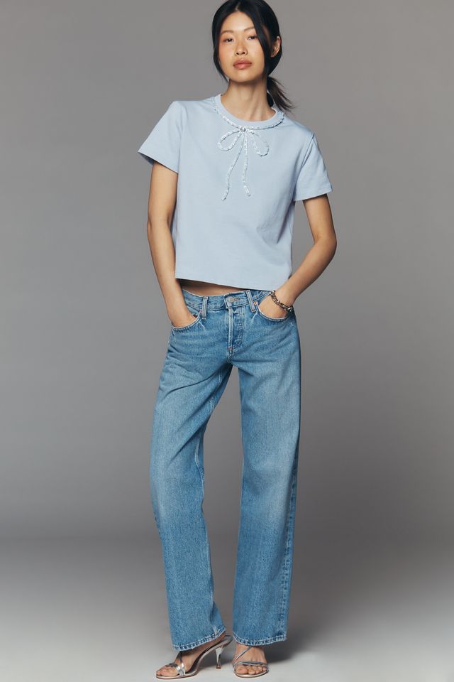 English Factory Beaded Bow 100% Cotton Tee #2