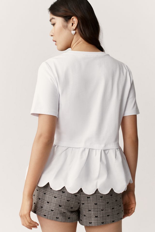 English Factory Cotton Scallop Peplum Top #1
