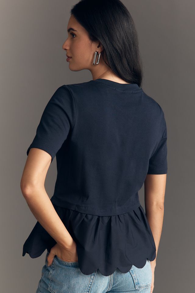 English Factory Cotton Scallop Peplum Top #3