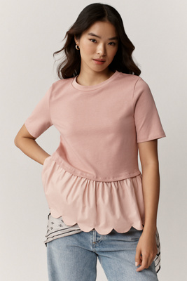 Cotton Scallop Peplum Top