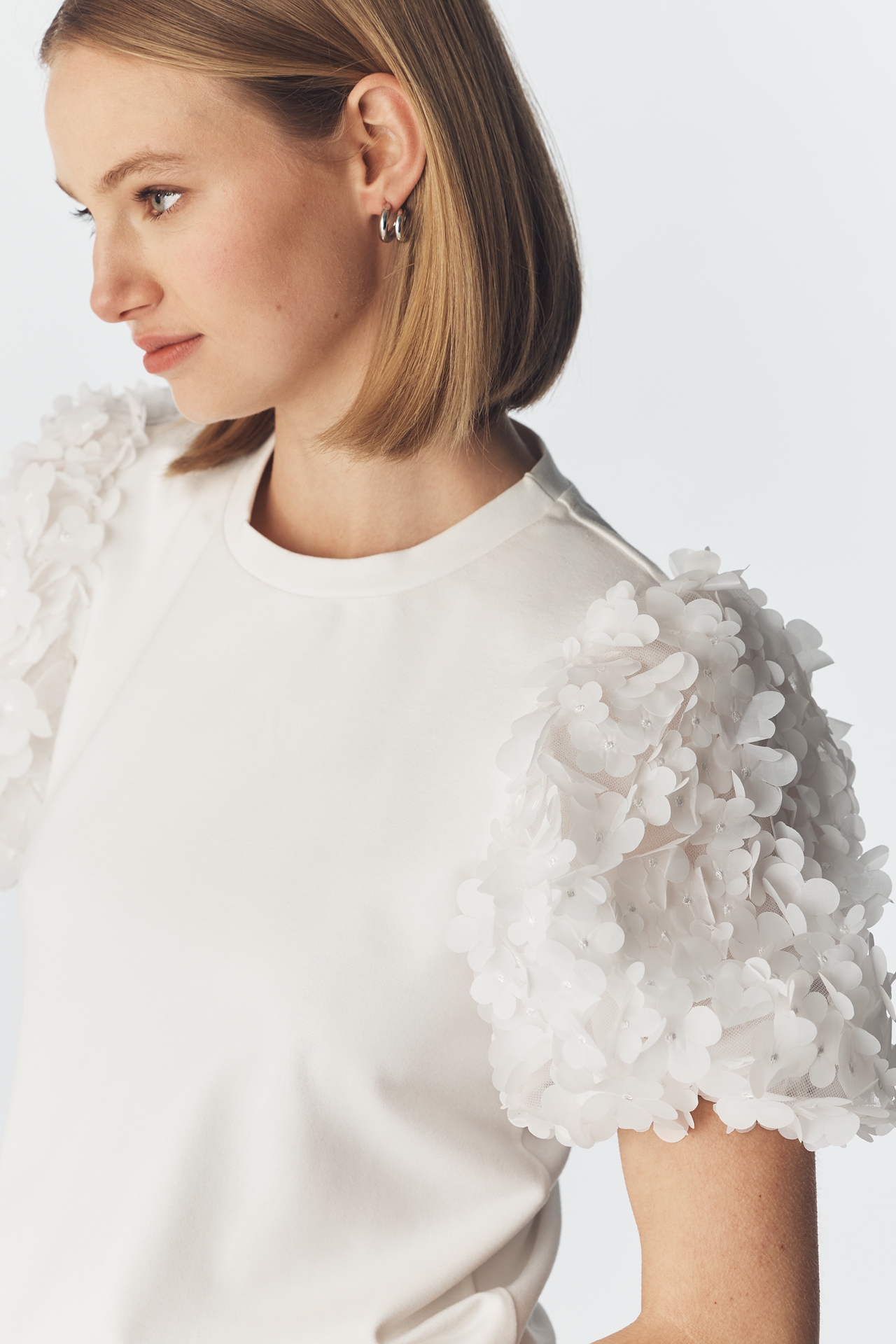 English Factory Textured Puff-Sleeve Top