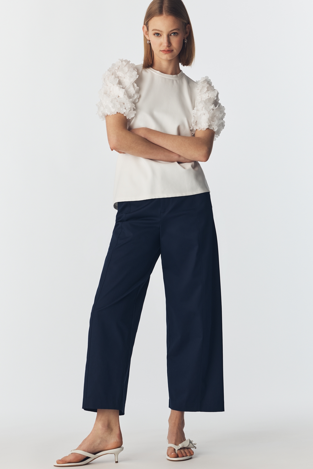 English Factory Textured Puff-Sleeve Top