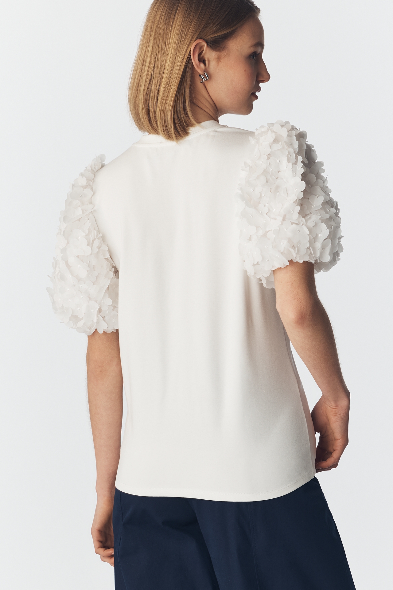English Factory Textured Puff-Sleeve Top